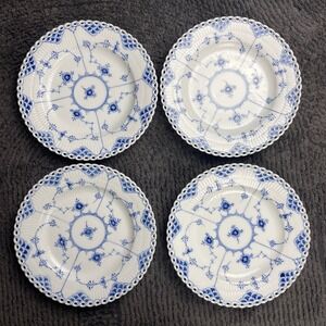 Royal Copenhagen Blue Fluted Full Lace Salad Plates Set of 4 – 9" #1085 Denmark